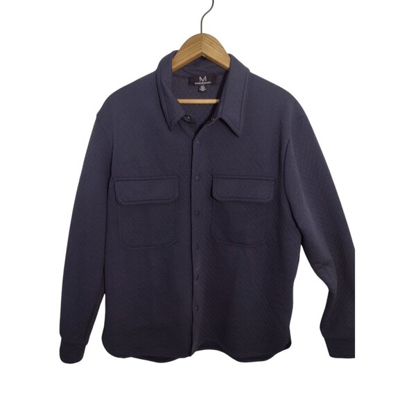 Magaschoni Mens Snap Quilted Shacket Jacket Size L Navy Casual Preppy - Picture 1 of 6